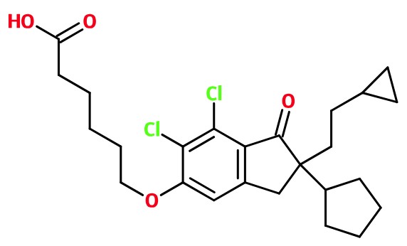 (image for) MC085374 6-[6,7-Dichloro-2-cyclopentyl-2-(2-cyclopropyl-ethyl)-1-oxo-indan-5-yloxy]-hexanoic acid